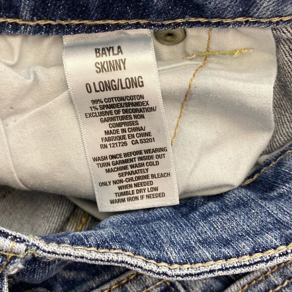 Aeropostale Women's Blue Whiskering Medium Wash Skinny Ankle Jeans Size 0 Long - Picture 10 of 11